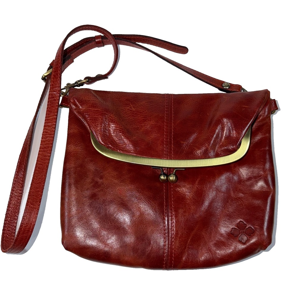 Patricia Nash Distressed‎ Leather Barsby Kiss-lock Crossbody Bag - Fox Red